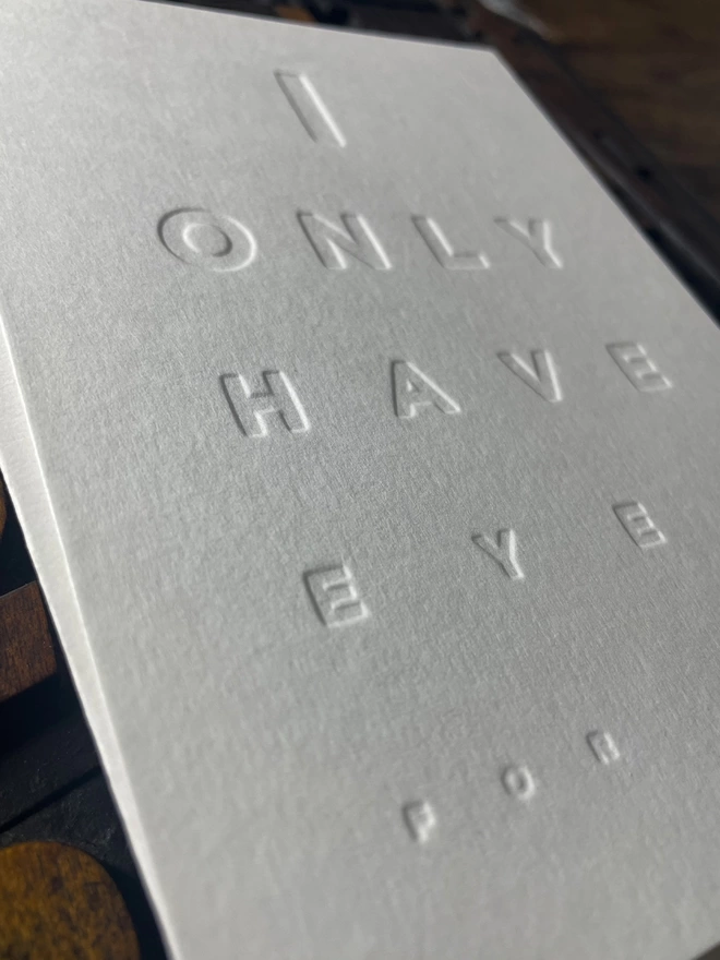 I Only Have Eyes For You Valentines No Ink Letterpress Card Valentines Day