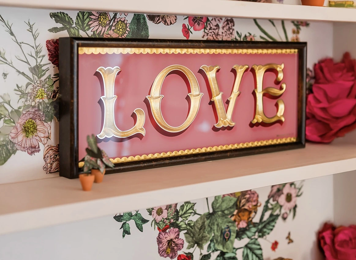Love acid etched sign