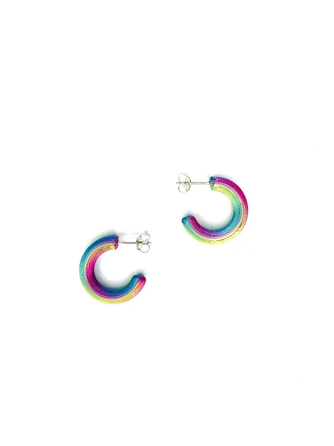 Rainbow Magic bioplastic mini hoop earrings