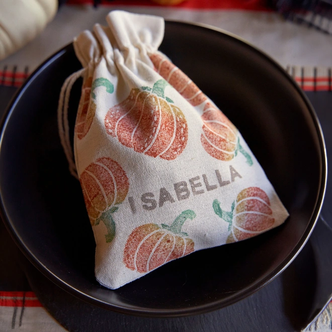 Personalised pumpkin treat bag