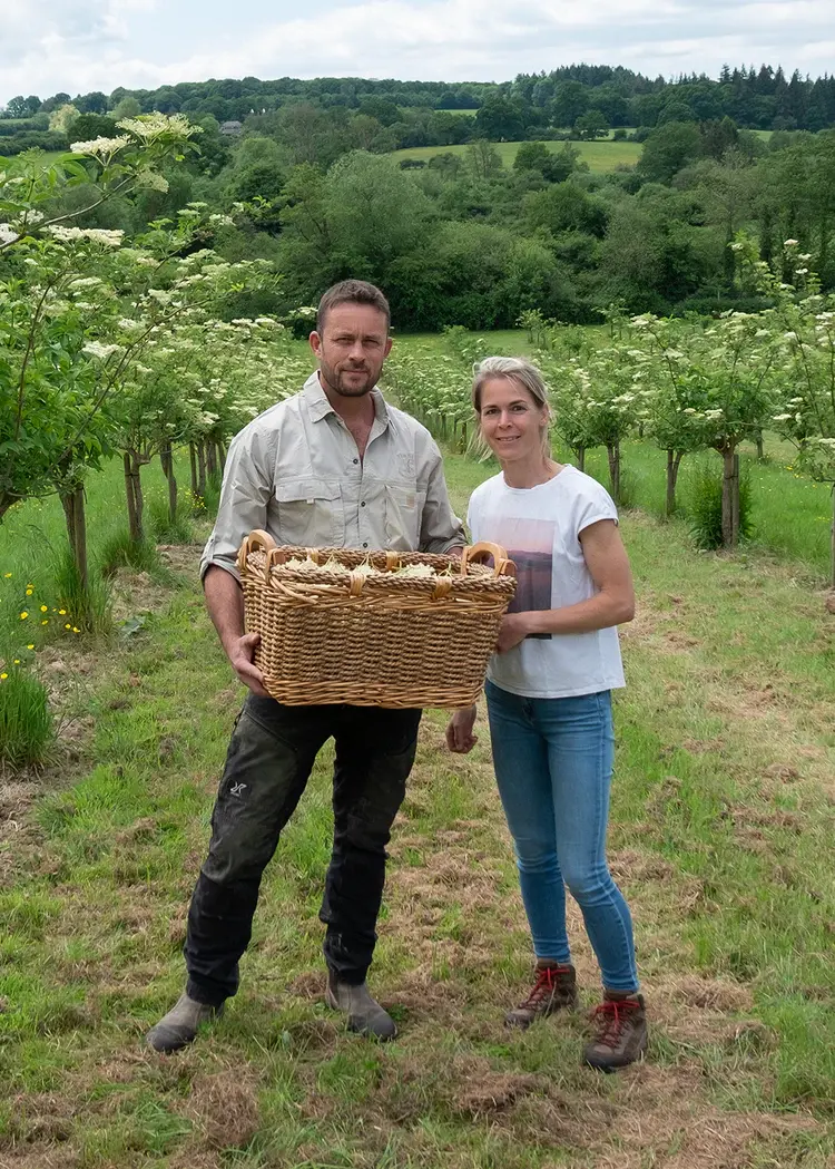 bush barn founders standing in elderberry field