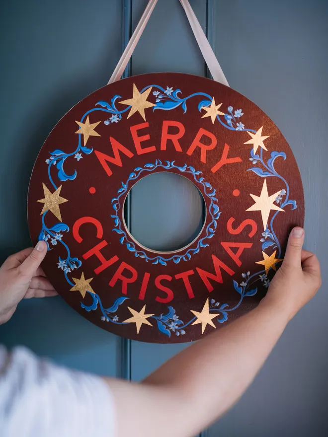 Merry Christmas wooden wreath