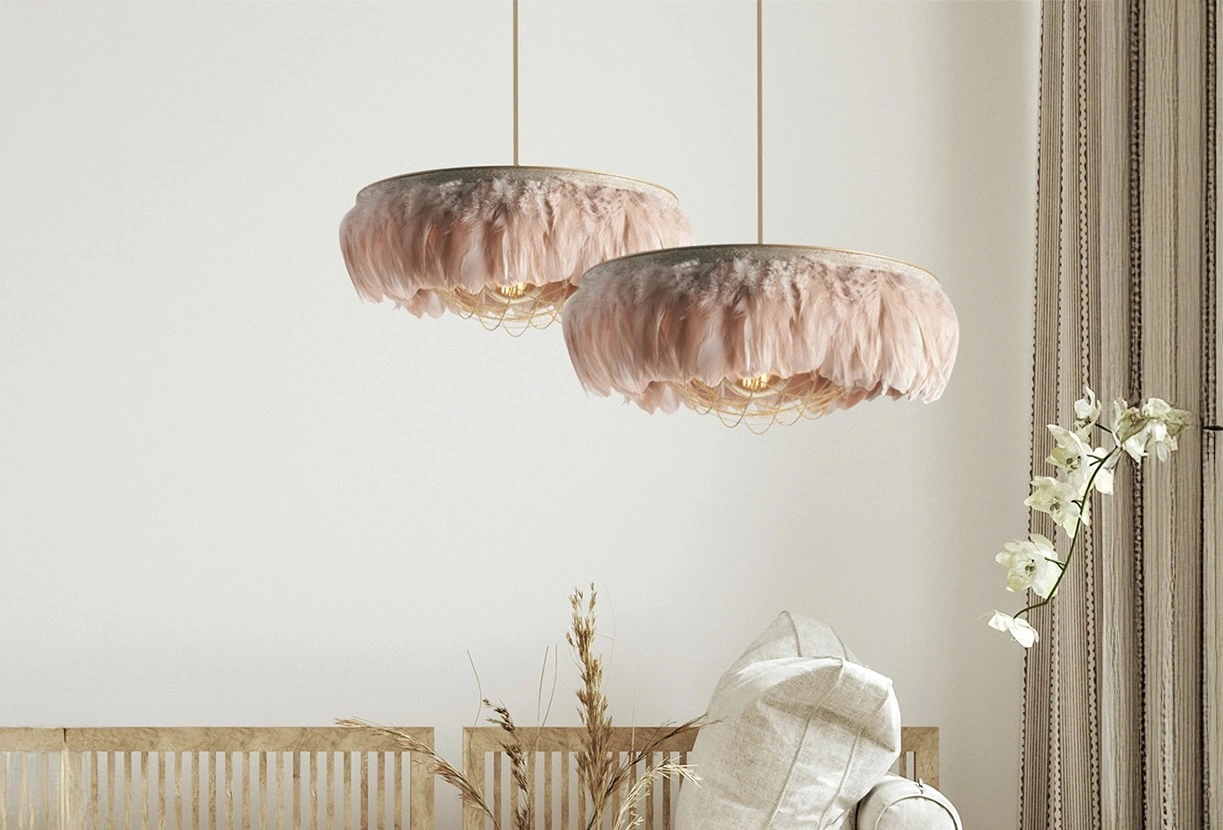 Feathered lampshades