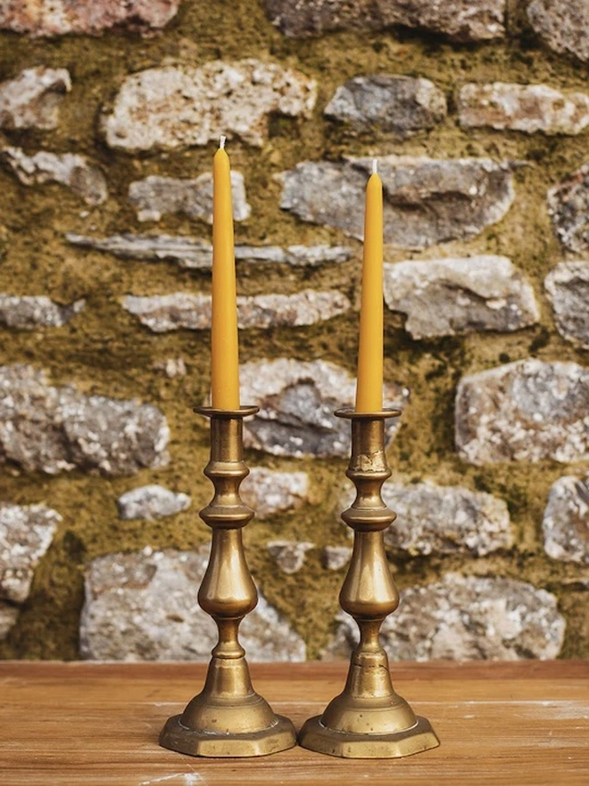 Tapered Welsh Pure Beeswax Candles Gift Set - Pair of Dinner