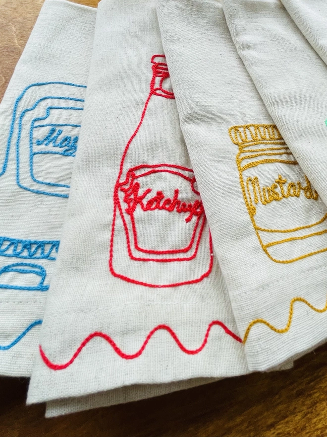 cotton embroidered condiment napkins