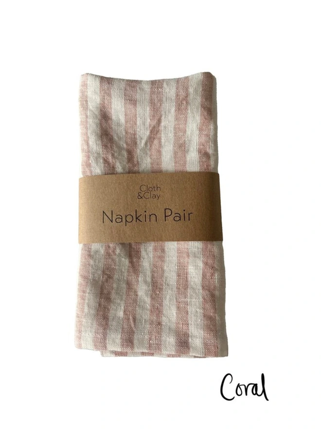 Striped linen napkin pair