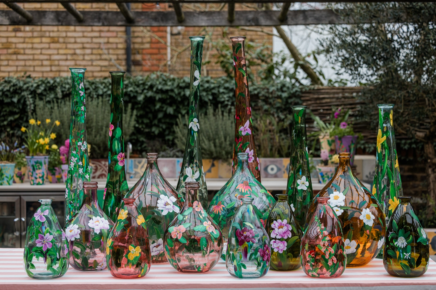 Emlyn Delaney Floral Painted Vases