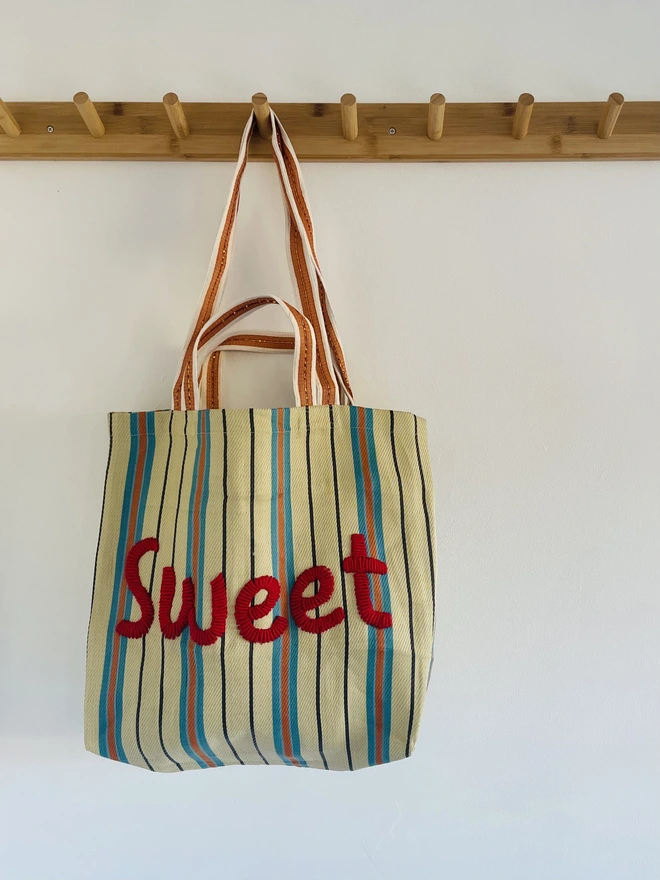 Embroidered Sweet n Salty Market Tote Bag
