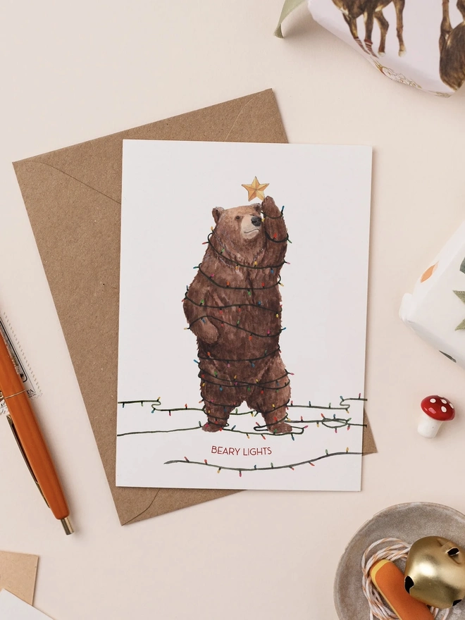 Beary Lights Christmas Card