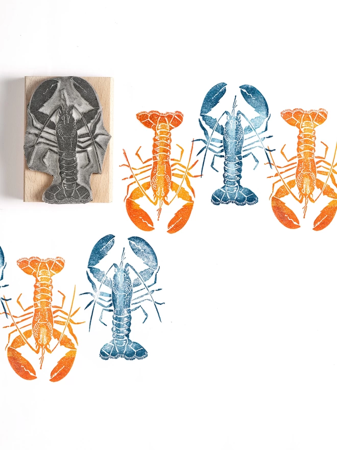 lobster and crab rubber stamp