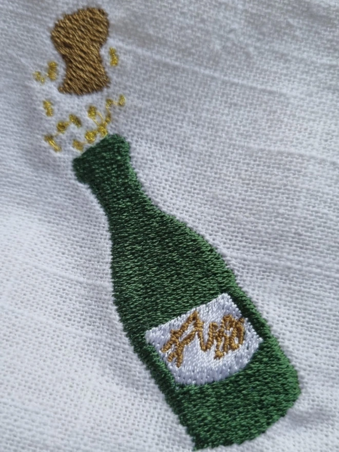 The Champagne Bottle Embroidered Napkin