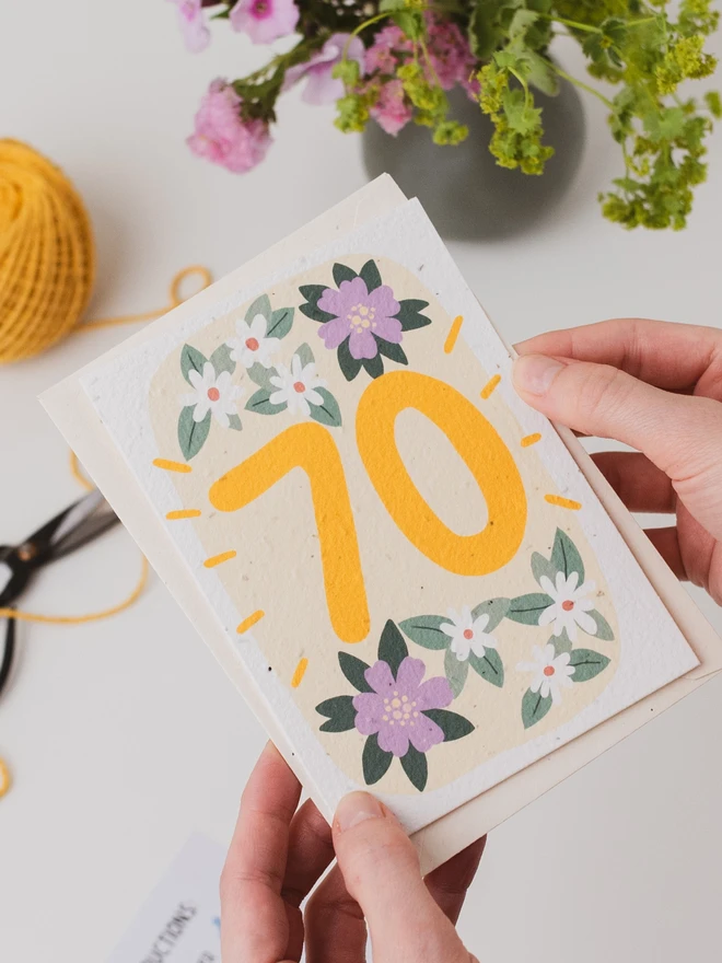 Plantable 70th Birthday Card