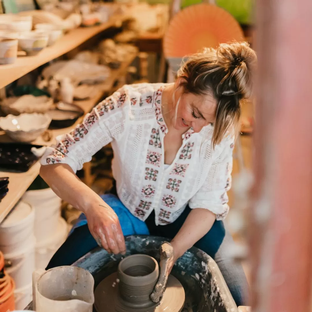 Charlotte Cadzow at work in her Studio 