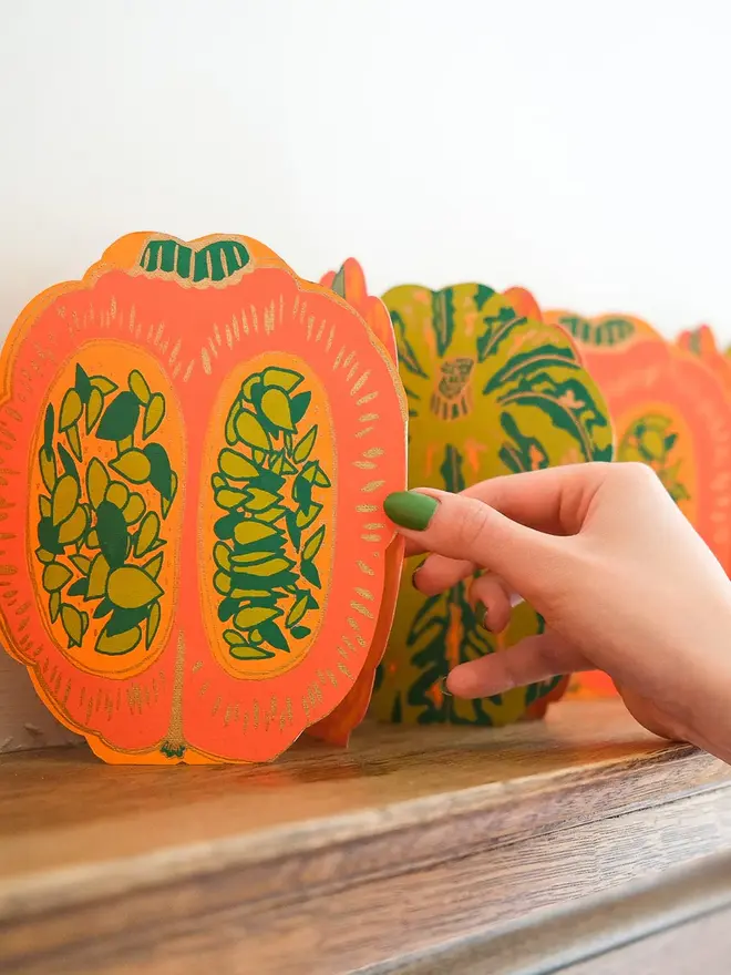 screen print pumpkin halloween garland decoration