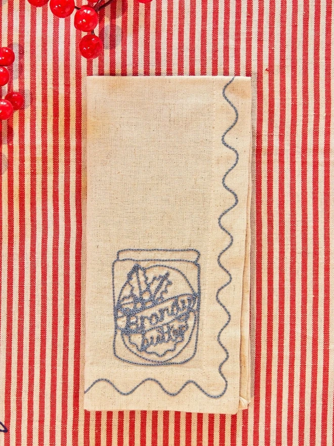 Embroidered brandy butter napkin