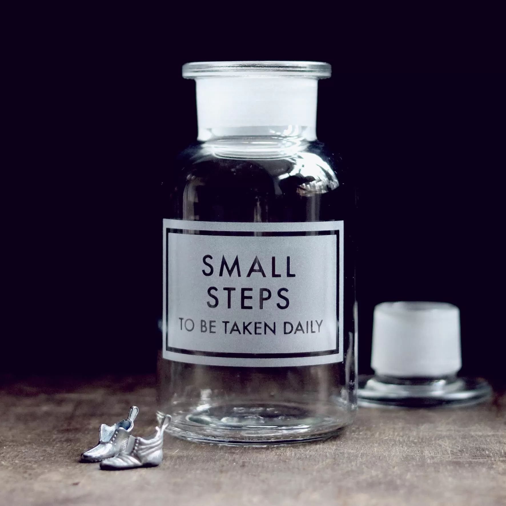 'Small steps' apothecary bottle, by Vinegar & Brown Paper