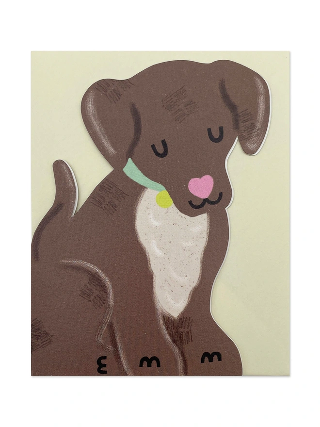 Cute Chocolate Brown Puppy Mini Greeting Card For Dog Lovers | Raspberry Blossom