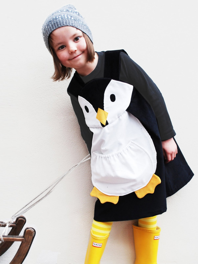 kids penguin pinafore dress