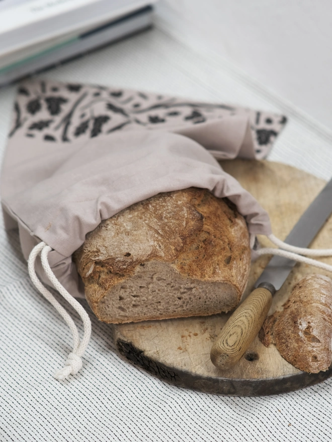 Printed Linen Bread Bag