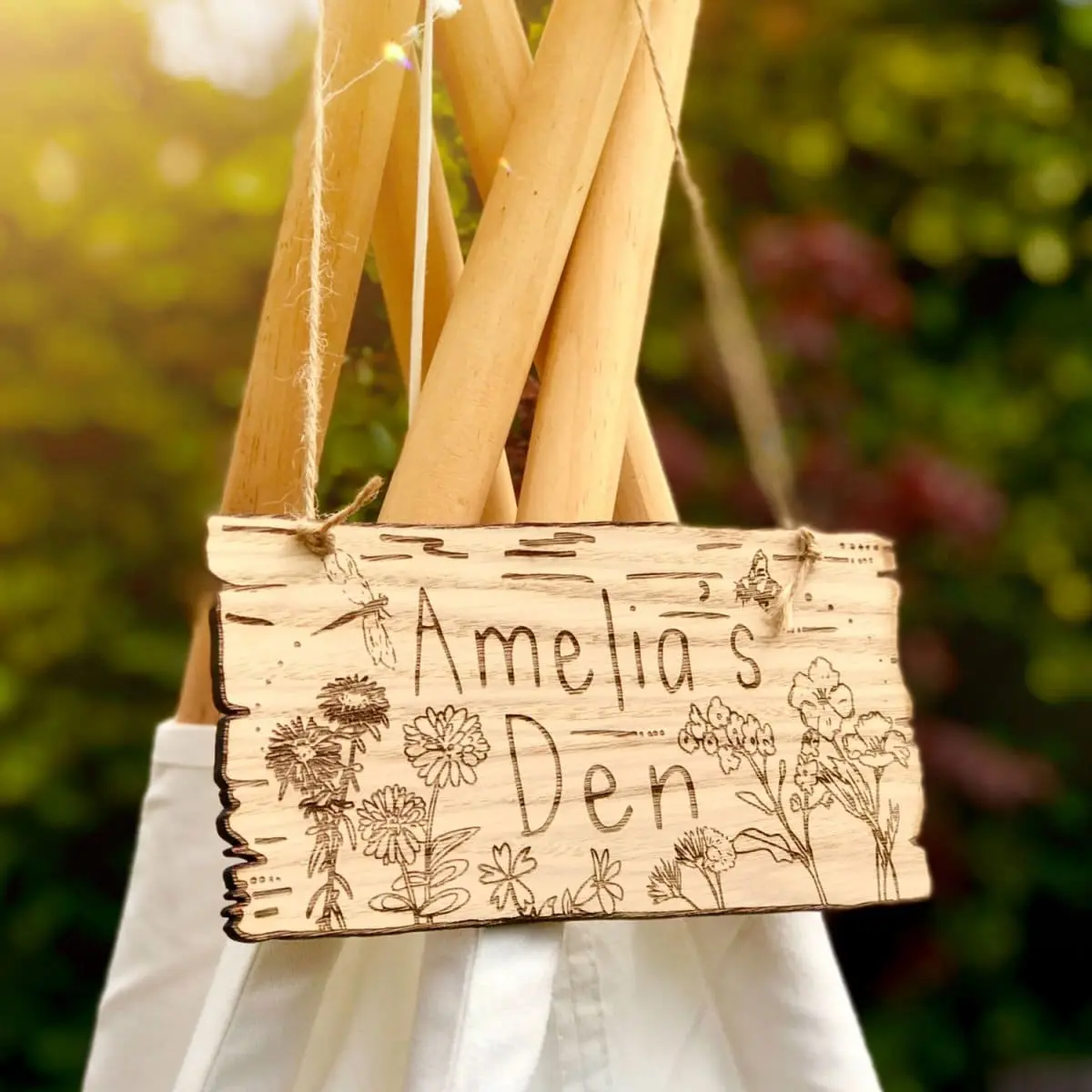 Personalised wooden den sign