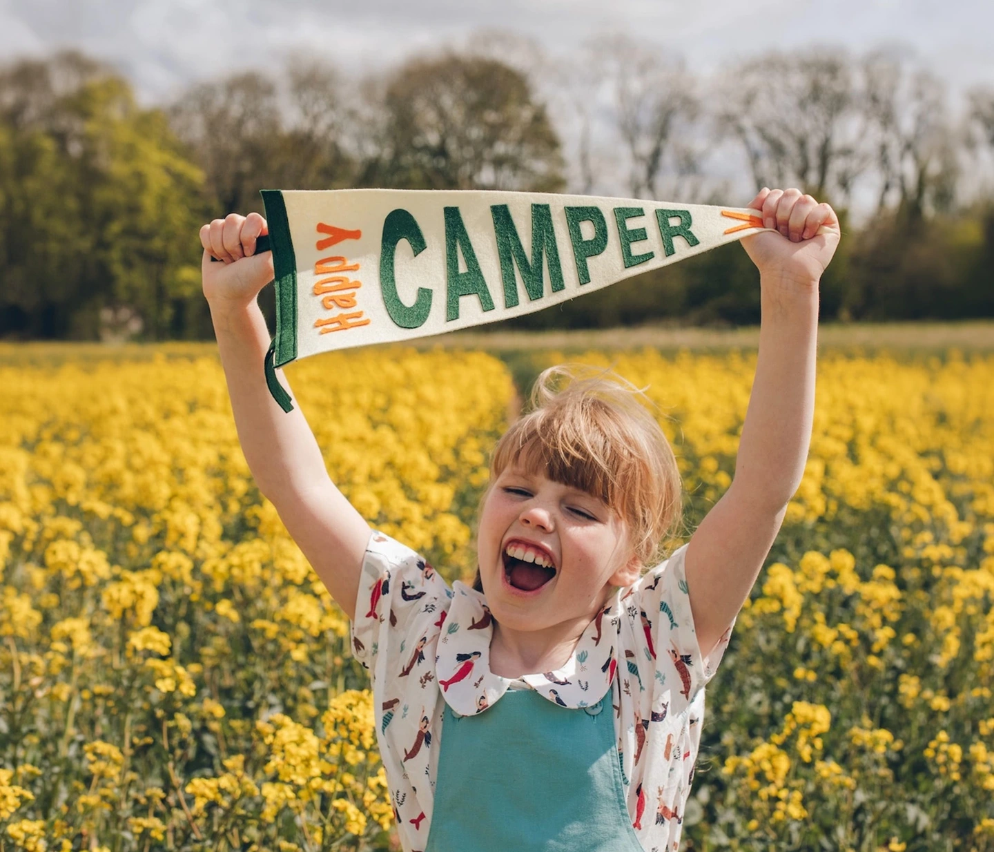 Happy camper felt pennant flag