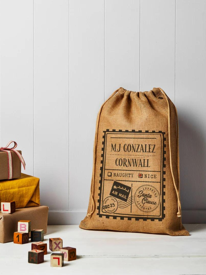 Personalised Christmas Hessian Sack, Large, Stamp