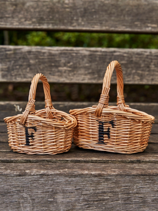 Set of two wicker baskets