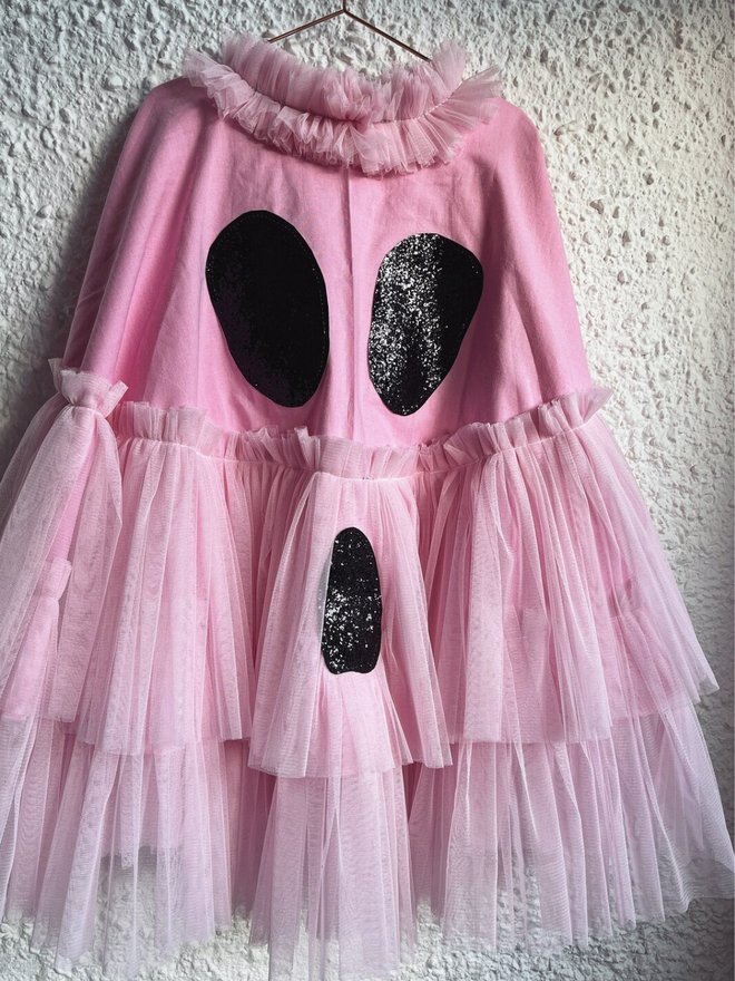 Kids Pink Ghost Tie Back Halloween Cape