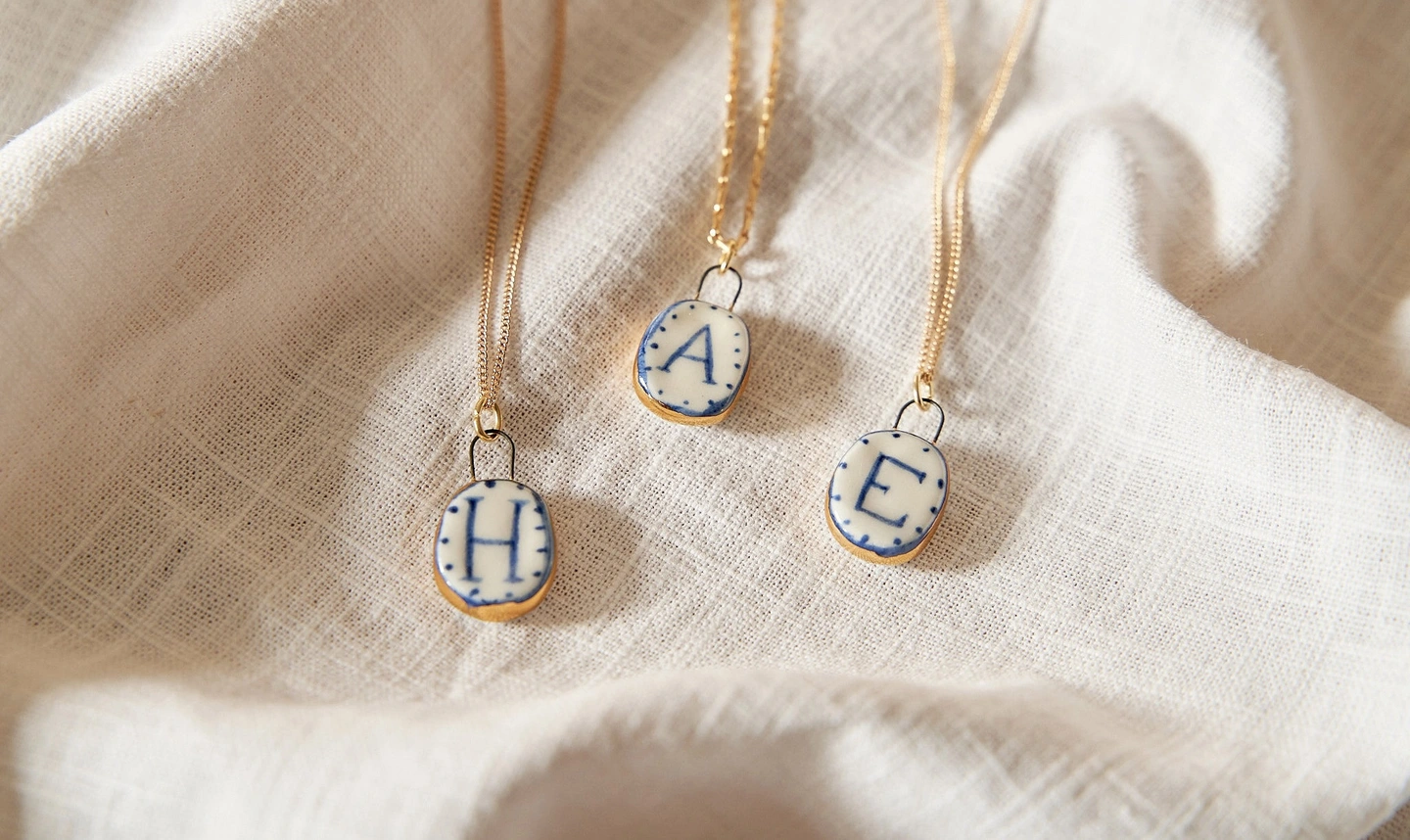 Ceramic charm initial pendant