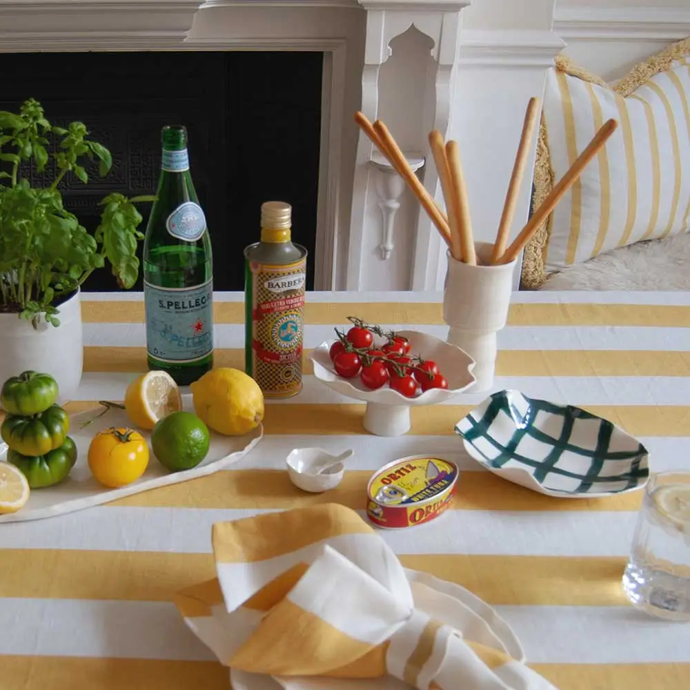 Beautiful Buttery Yellow Ruffled Tablecloth