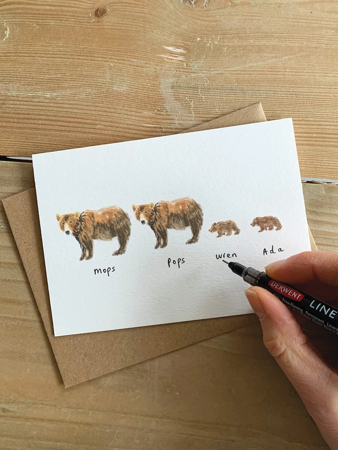 Personalised Bear Family Card With Two Cubs 