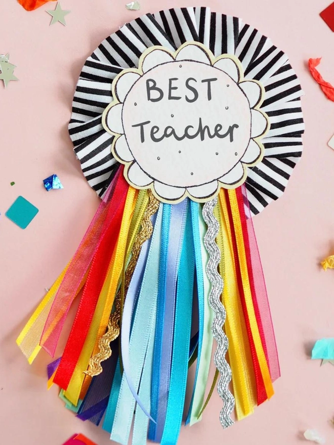 Personalised Liberty Fabric Best Teacher Badge