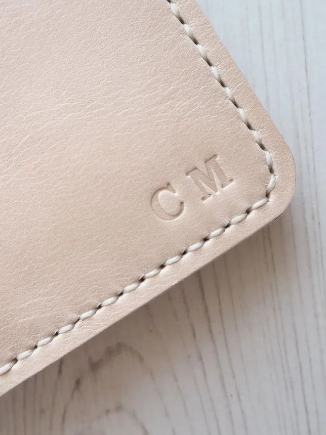 personalised leather passport sleeve natural cream