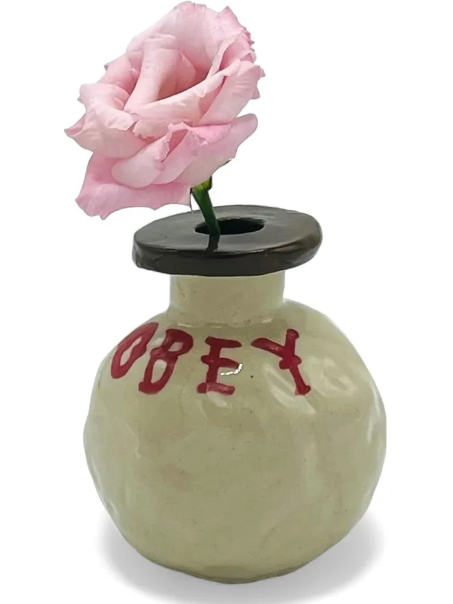 Brown Obey Mini Ceramic Vase