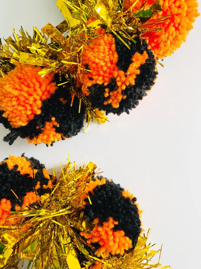 Halloween headband Pom Pom headband tinsel headband glitter headband Halloween dress up fancy dress Halloween Pom Pom pink purple black Pom Pom headwear Halloween headwear