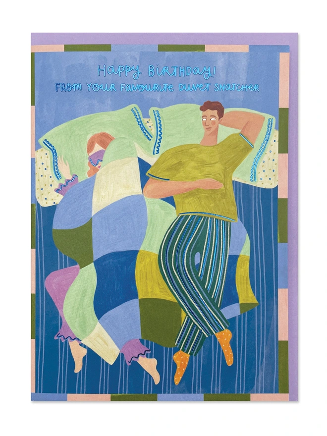 Colourful And Funny Birthday Card For Partner Duvet Snatcher | Raspberry Blossom