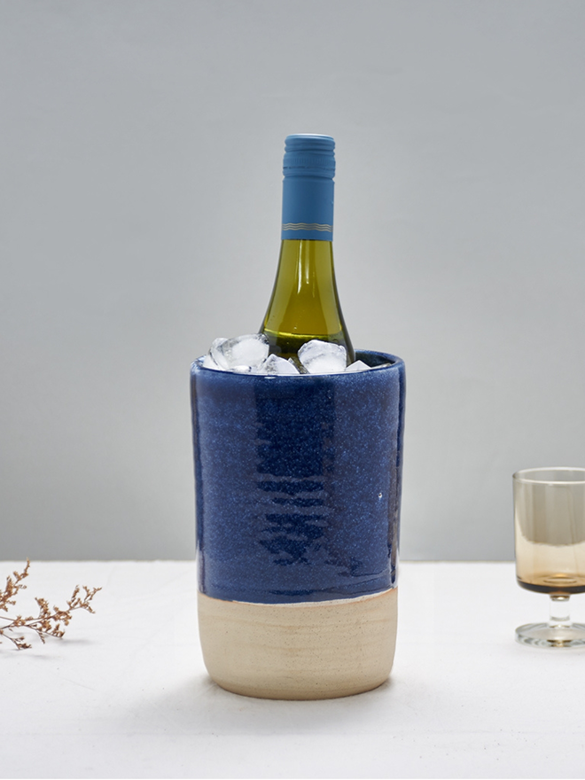 Dark Blue Ceramic Wine Cooler