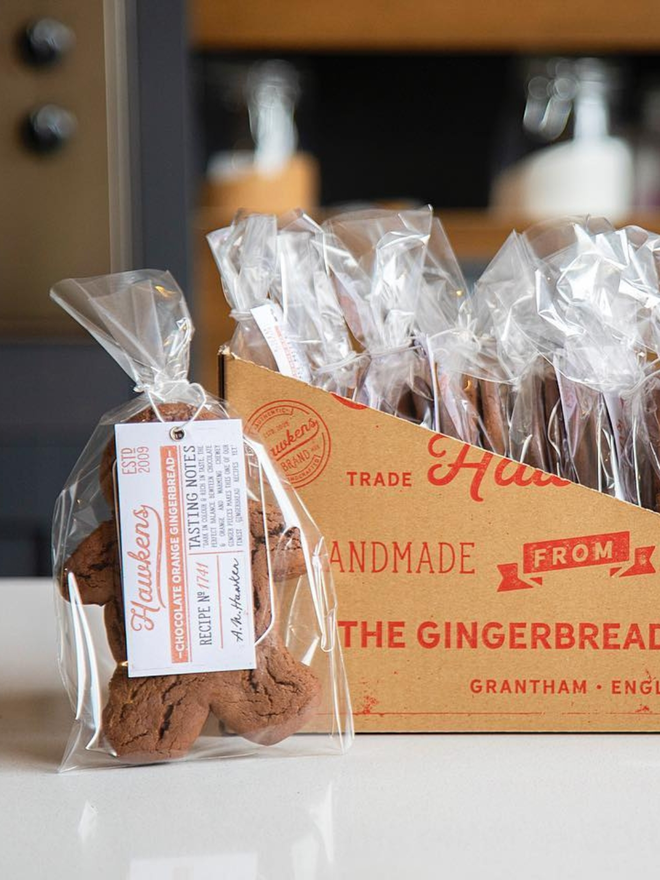 artisan chocolate orange gingerbread men in bulk packaging