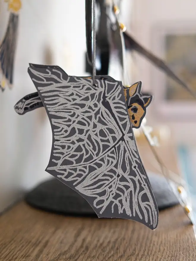 bat screen print halloween ornament decoration