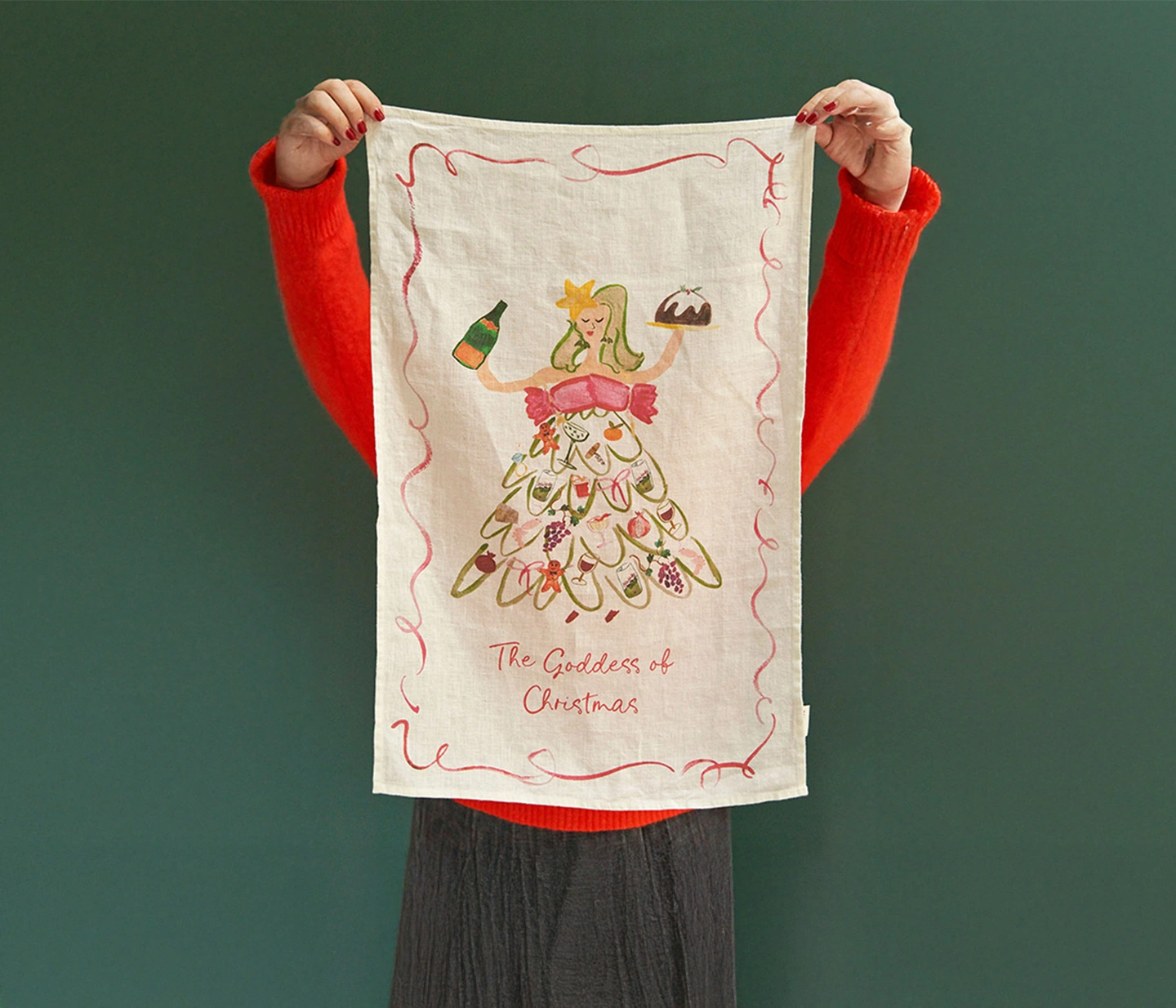 Goddess of Christmas Hostess Tea Towel