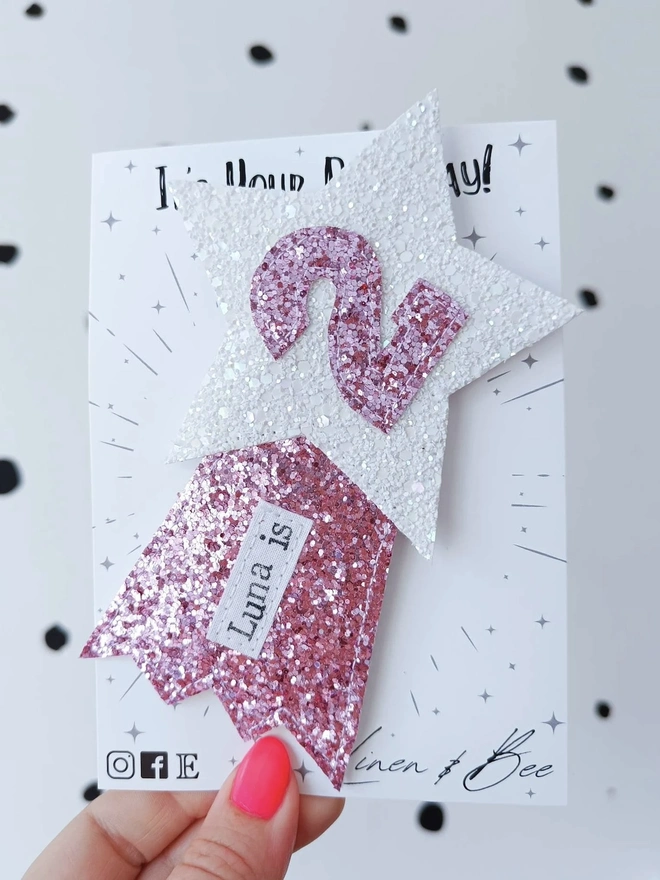 Small Personalised Glitter Shooting Star Birthday Badge