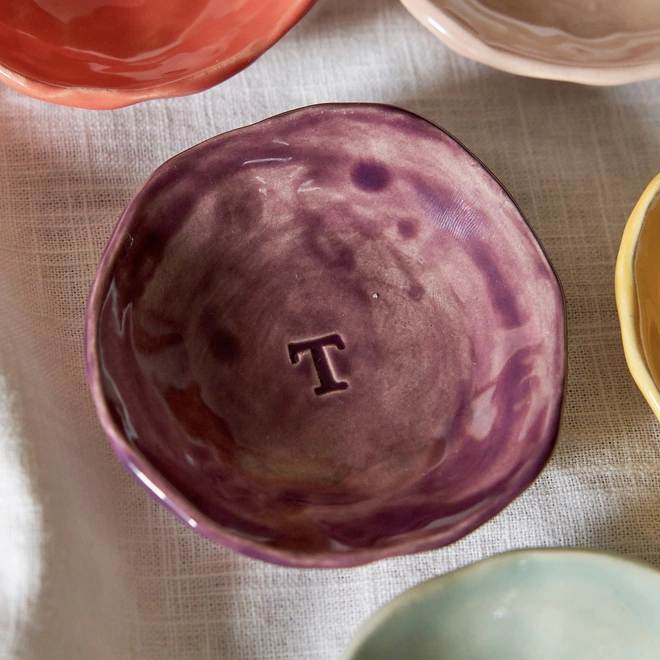 Personalised ceramic jewellery trinket dish