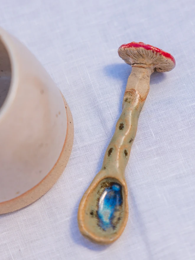 Ceramic Toadstool Mushroom Spoon