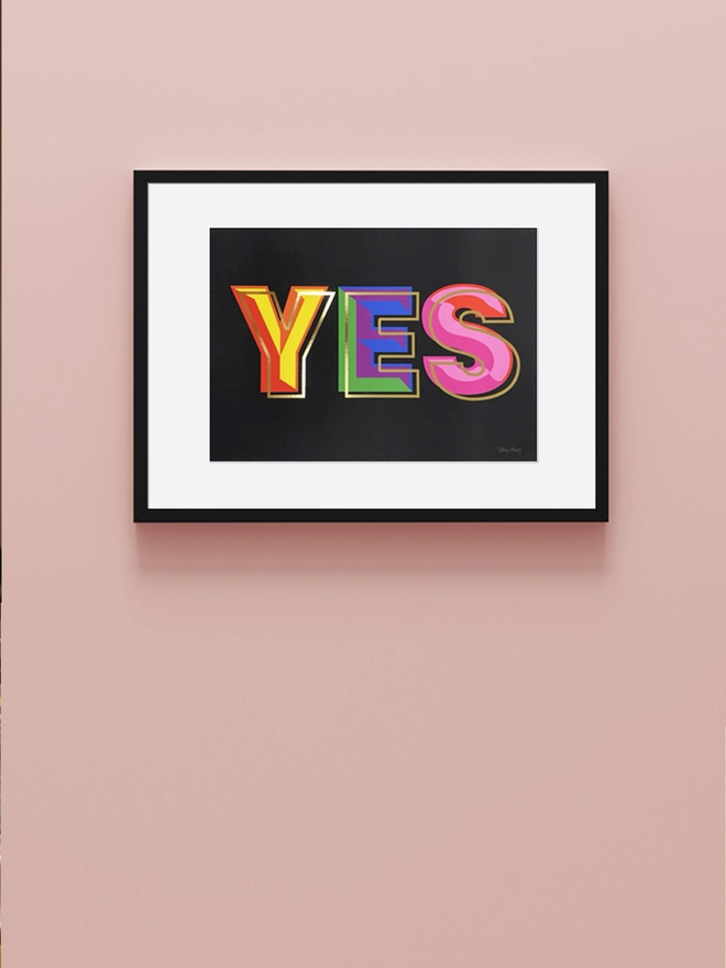 A4 Yes print, shown in a frame