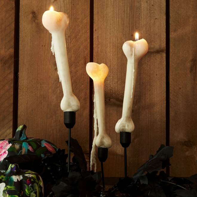 Halloween bone candles