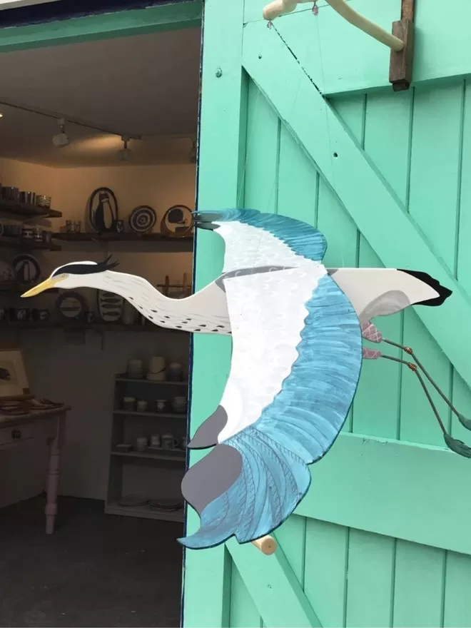 Wooden Flying Mobile Heron
