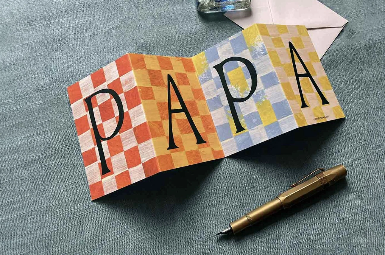 Papa checkerboard colourful Father's Day card
