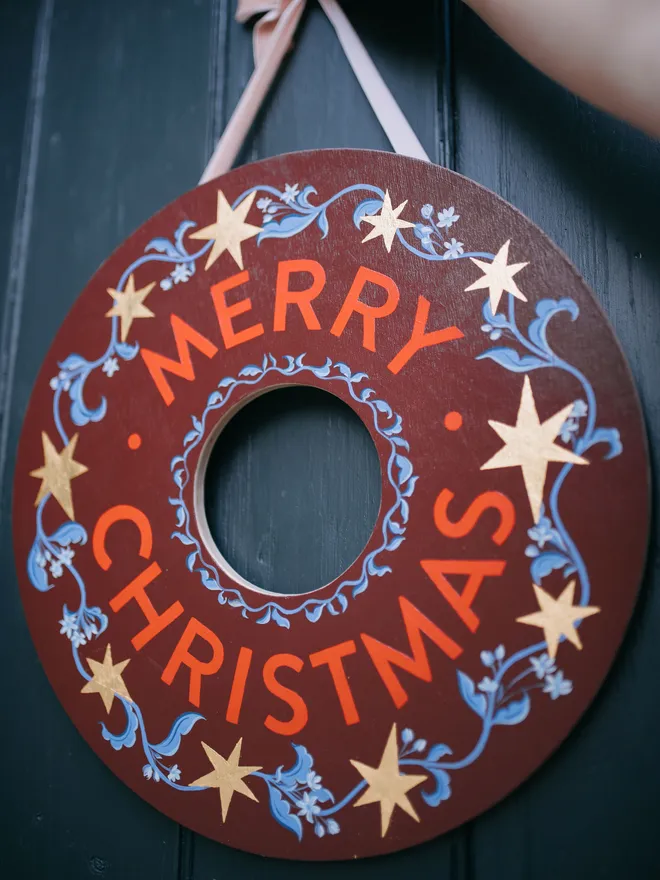 Merry Christmas wooden wreath