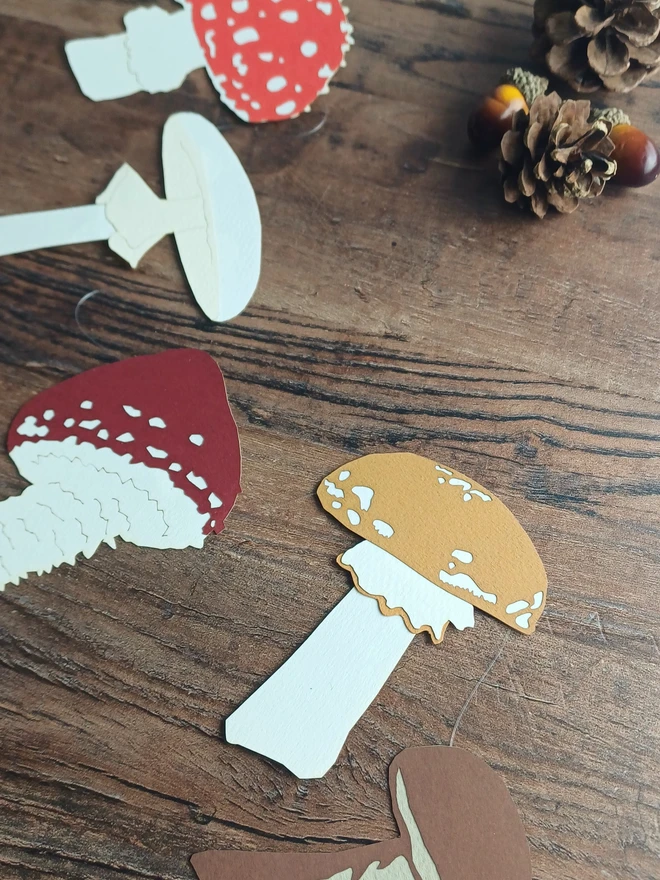 Mix of Red, White and Brown  Paper Toadstools and Mushrooms