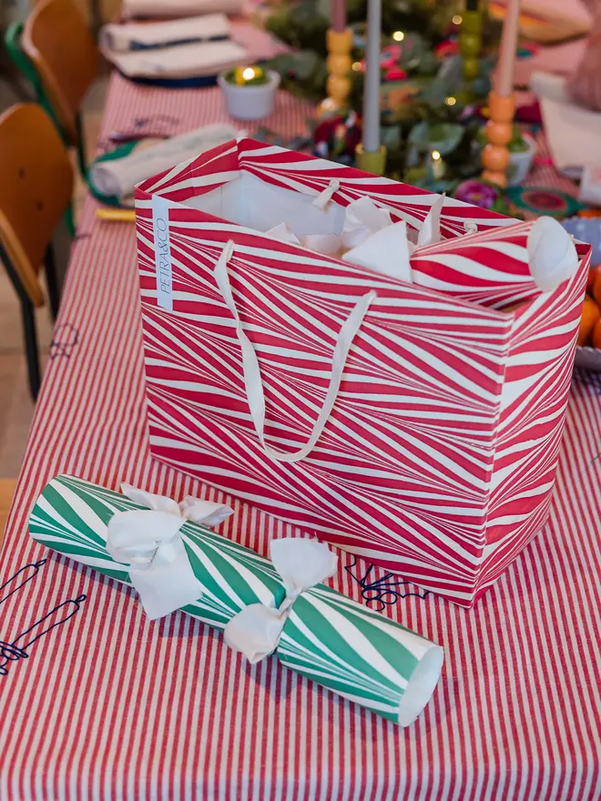 Green and red stripe candy cane crackers